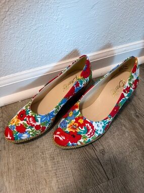 Floral Canvas heels - Red Multi